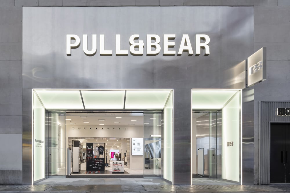 Exterior of Pull&Bear's newly relocated flagship store on London's iconic Oxford Street