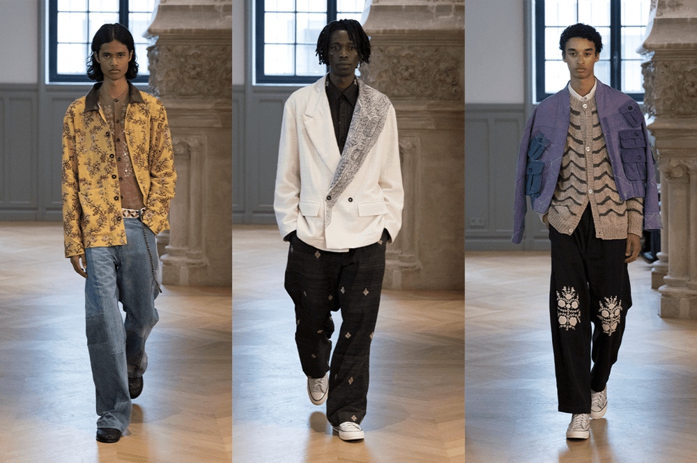 Models walk in Kartik Research’s Spring/Summer 2025 presentation during Paris Fashion Week.