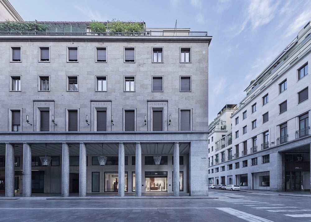 Exterior of the renovated boutique in the heart of Turin