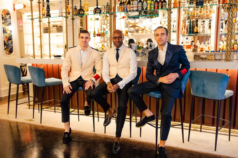 Clarence Ruth (centre), alongside Maison Close founders, Theliau Probst and Thibaut Castet