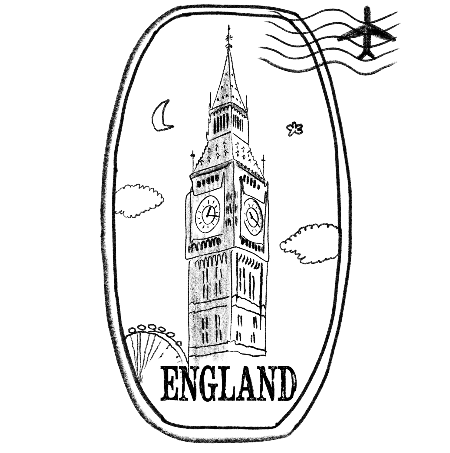 Illustration of a stamp featuring London