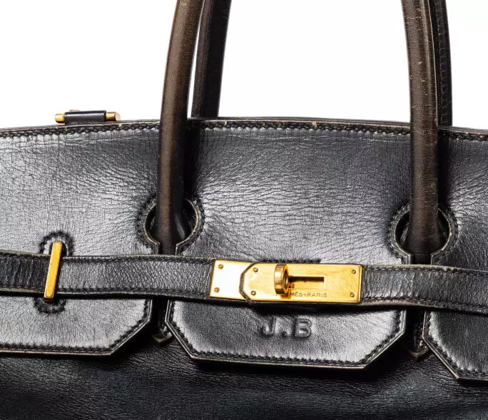 The first Birkin handbag with the initials J.B., owned by Jane Birkin