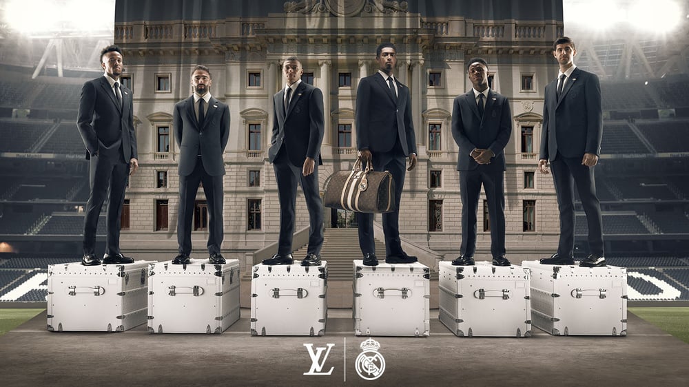 Real Madrid players showcase Louis Vuitton formal wear as part of the new partnership.