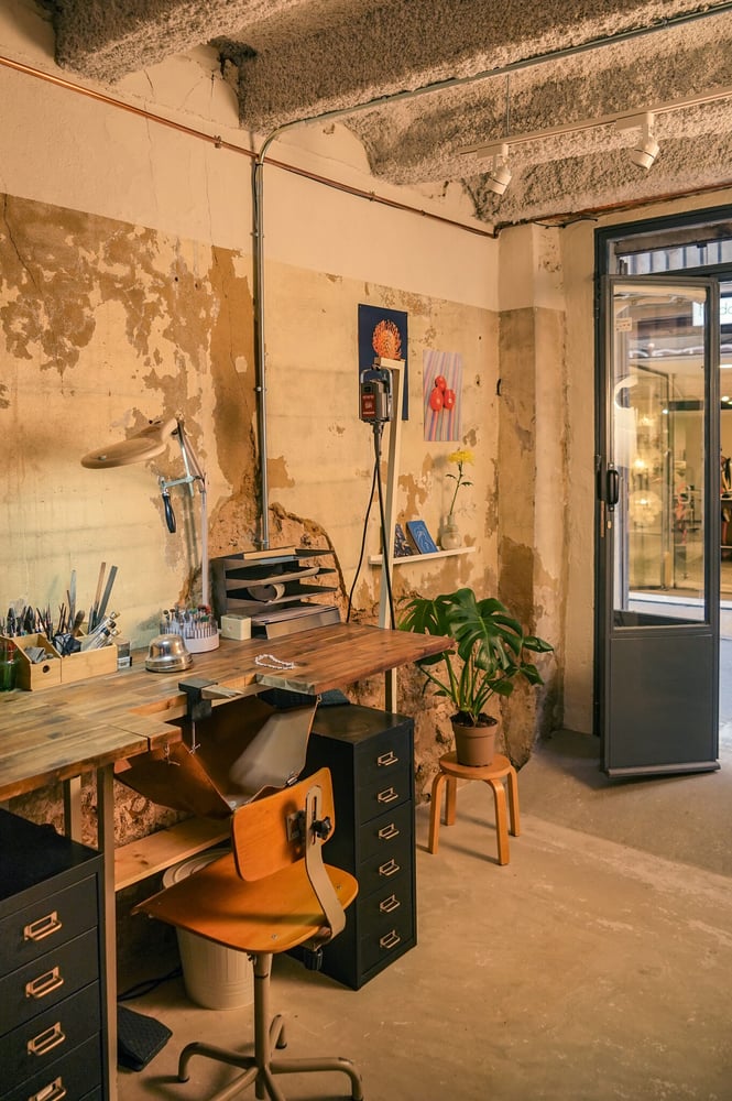 Inside the brand's shop-workshop, located in the heart of Valencia.