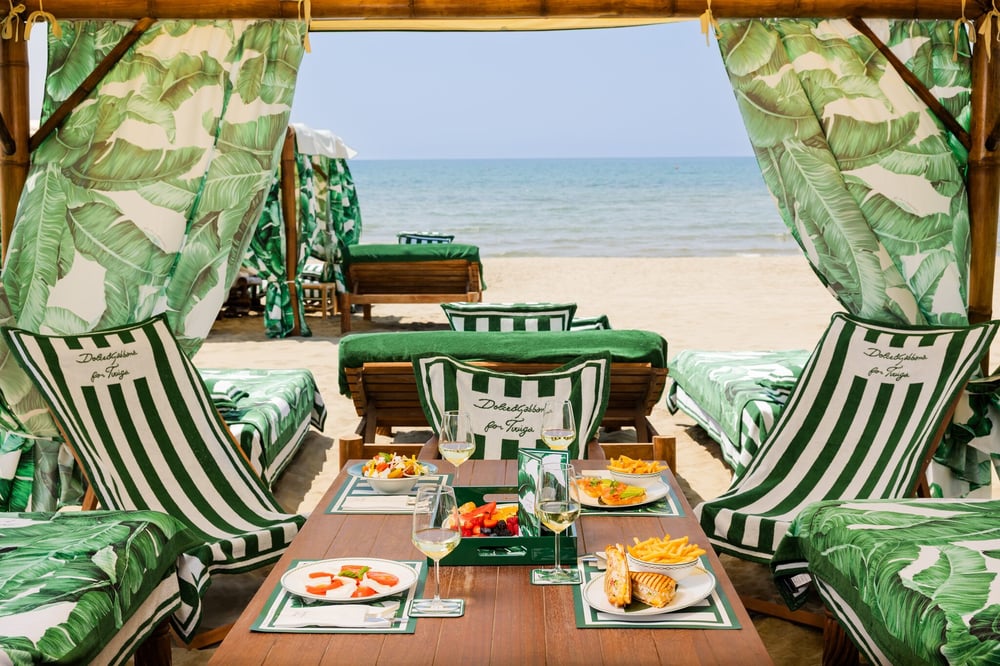 Forte dei Marmi's Twiga beach decked out in banana leaves