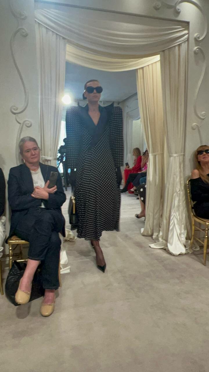 Polka-dot houndstooth look reworks a 1967 Balenciaga classic.
